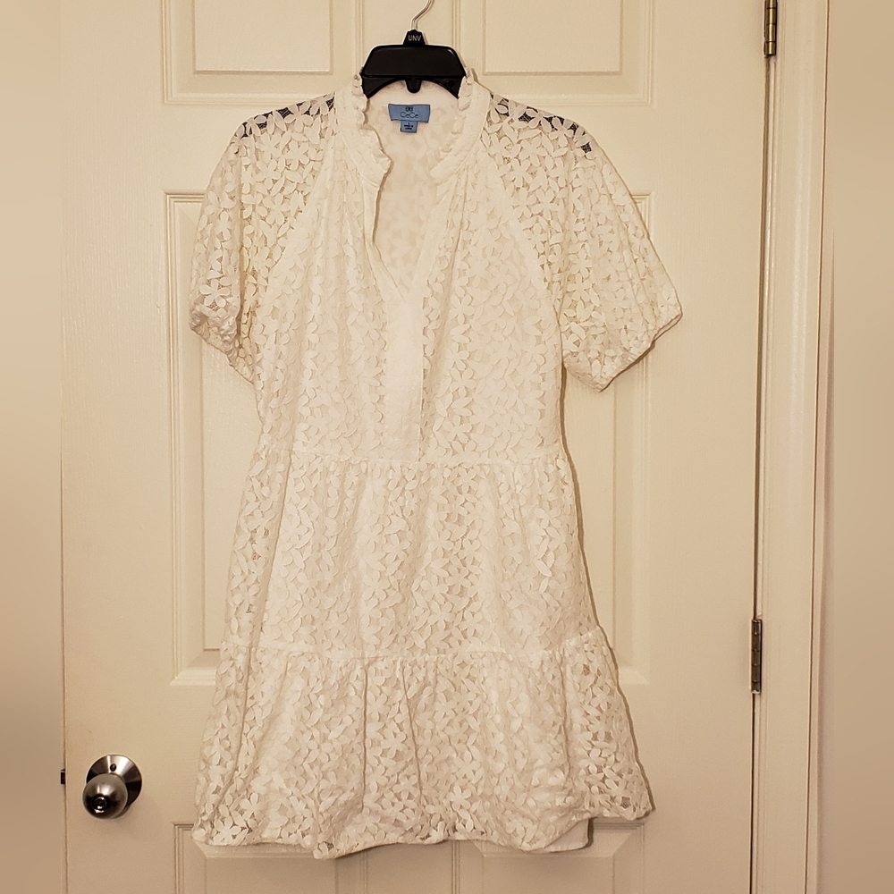 CeCe White Lace Babydoll Style Dress | Women's L